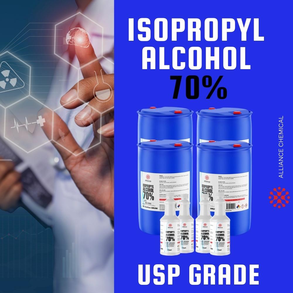 Lot de 2 bouteilles d'alcool isopropylique 70 % de stérilisation USP 473 ml  – IPA de qualité médicale 70 % d'isopropanol pour les premiers soins, le