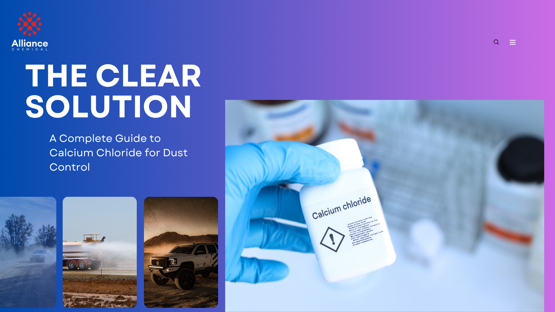 A Complete Guide to Calcium Chloride for Dust Control Purple Gradient Blog Banner