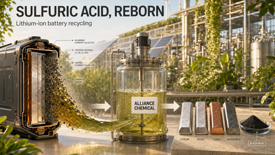 Sulfuric Acid in Lithium-Ion Battery Recycling: How Black-Mass Leaching Recovers Nickel, Cobalt & Lithium