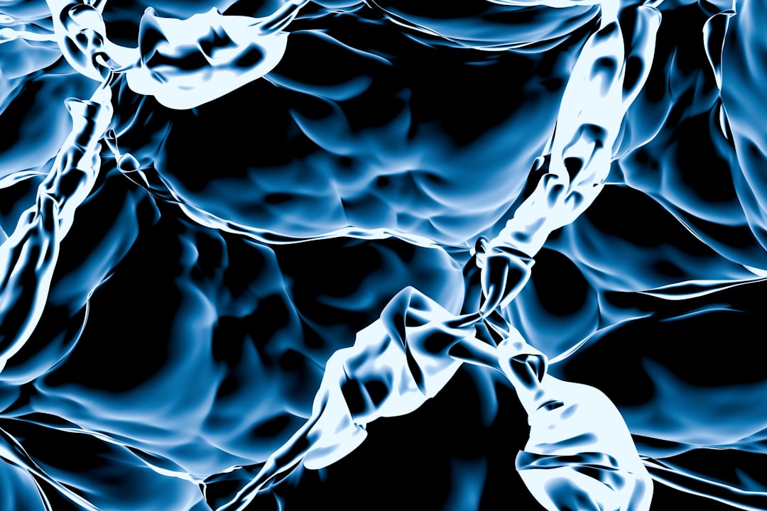Abstract blue and white swirling patterns representing electrochemical processes