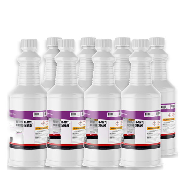 Methyl n-Amyl Ketone Technical Grade in eight 1-quart plastic bottles for resin dilution, Alliance Chemical