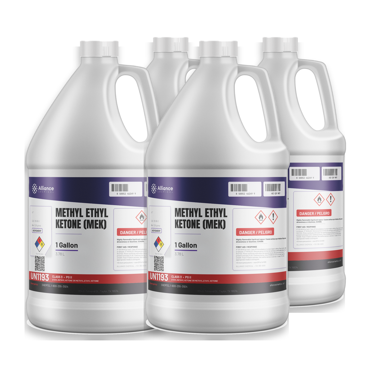 Methyl Ethyl Ketone ACS Reagent Grade in four 1-gallon jugs for coatings and degreasing, Alliance Chemical