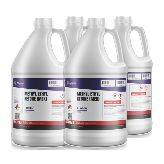 Methyl Ethyl Ketone ACS Reagent Grade in four 1-gallon jugs for coatings and degreasing, Alliance Chemical