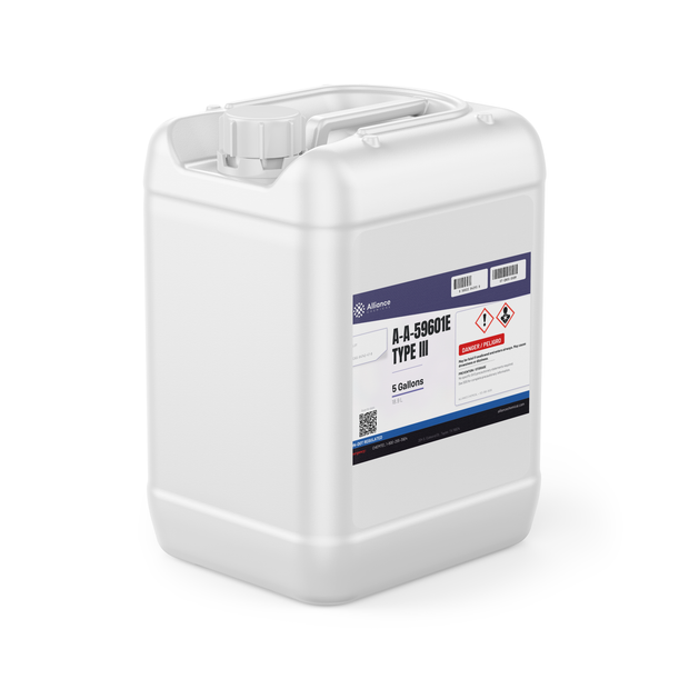 A-A-59601E Type III Technical Grade in a 5-gallon jerry can for parts cleaning and degreasing, Alliance Chemical