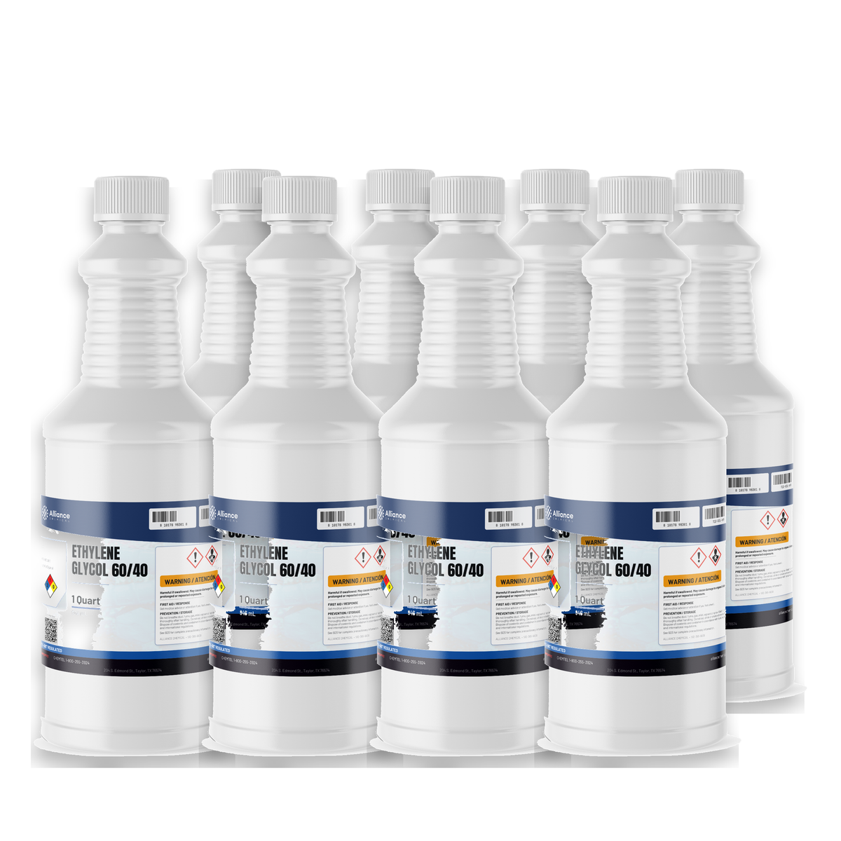 Ethylene Glycol 60/40 Technical Grade eight 1-quart white plastic bottles Alliance Chemical