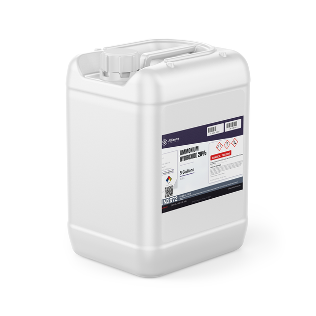 Ammonium Hydroxide 20% ACS Reagent grade in a 5-gallon jerry can from Alliance Chemical