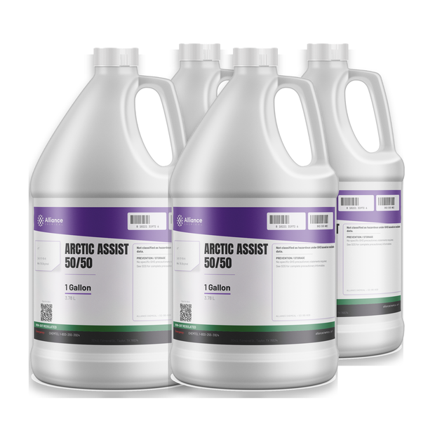 Arctic Assist 50/50 Technical Grade in a case of four 1-gallon jugs for industrial cooling systems, Alliance Chemical