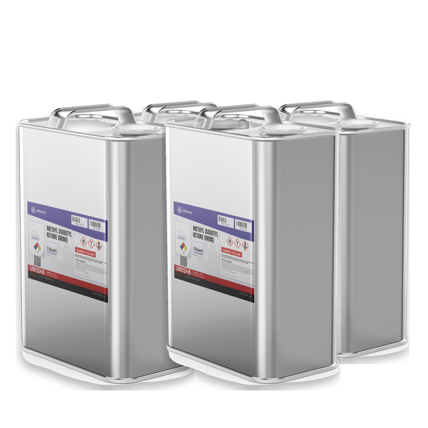 Methyl Isobutyl Ketone ACS Grade in four 1-quart metal cans, Alliance Chemical for laboratory extraction