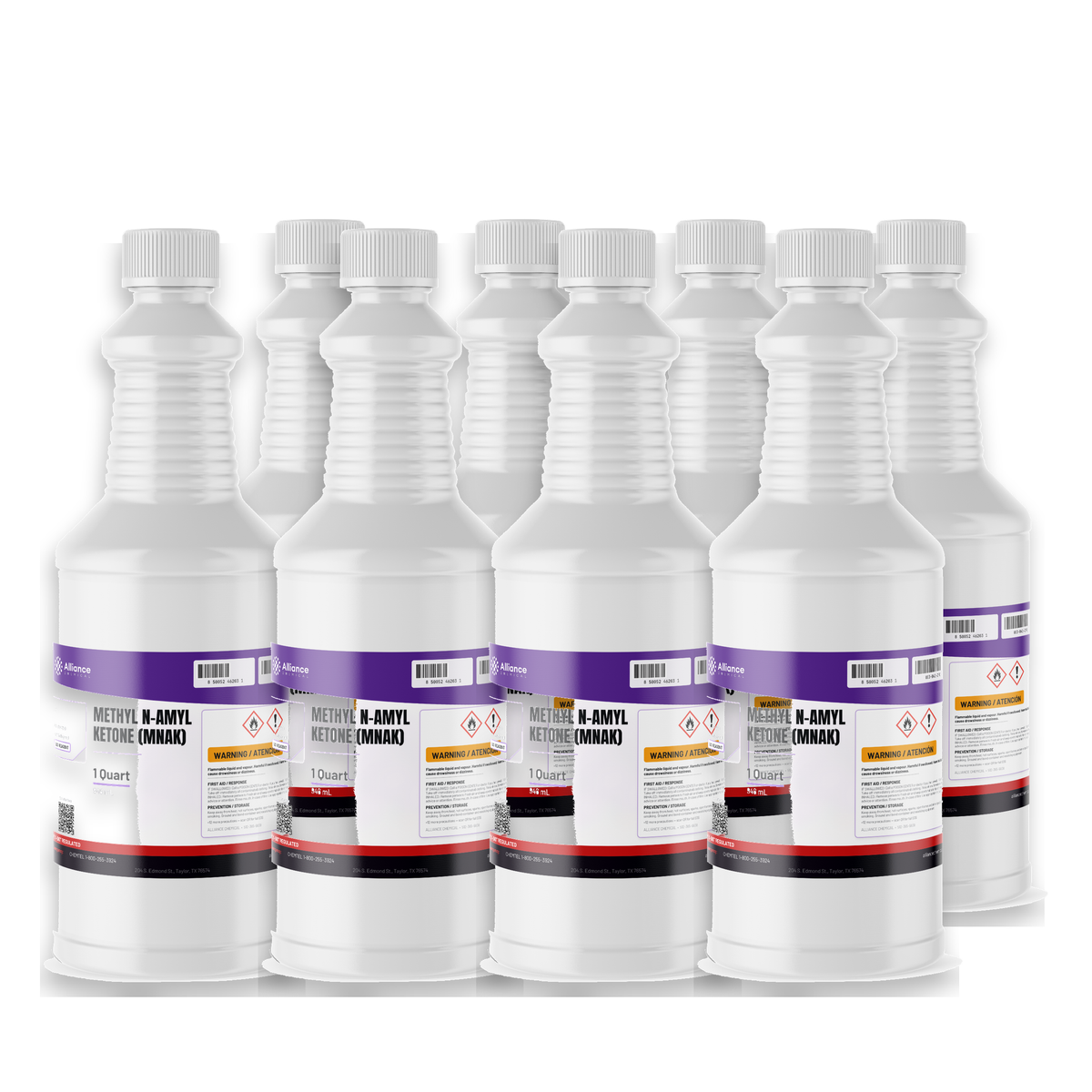 Methyl N-Amyl Ketone ACS Grade in eight 1-quart plastic bottles, Alliance Chemical