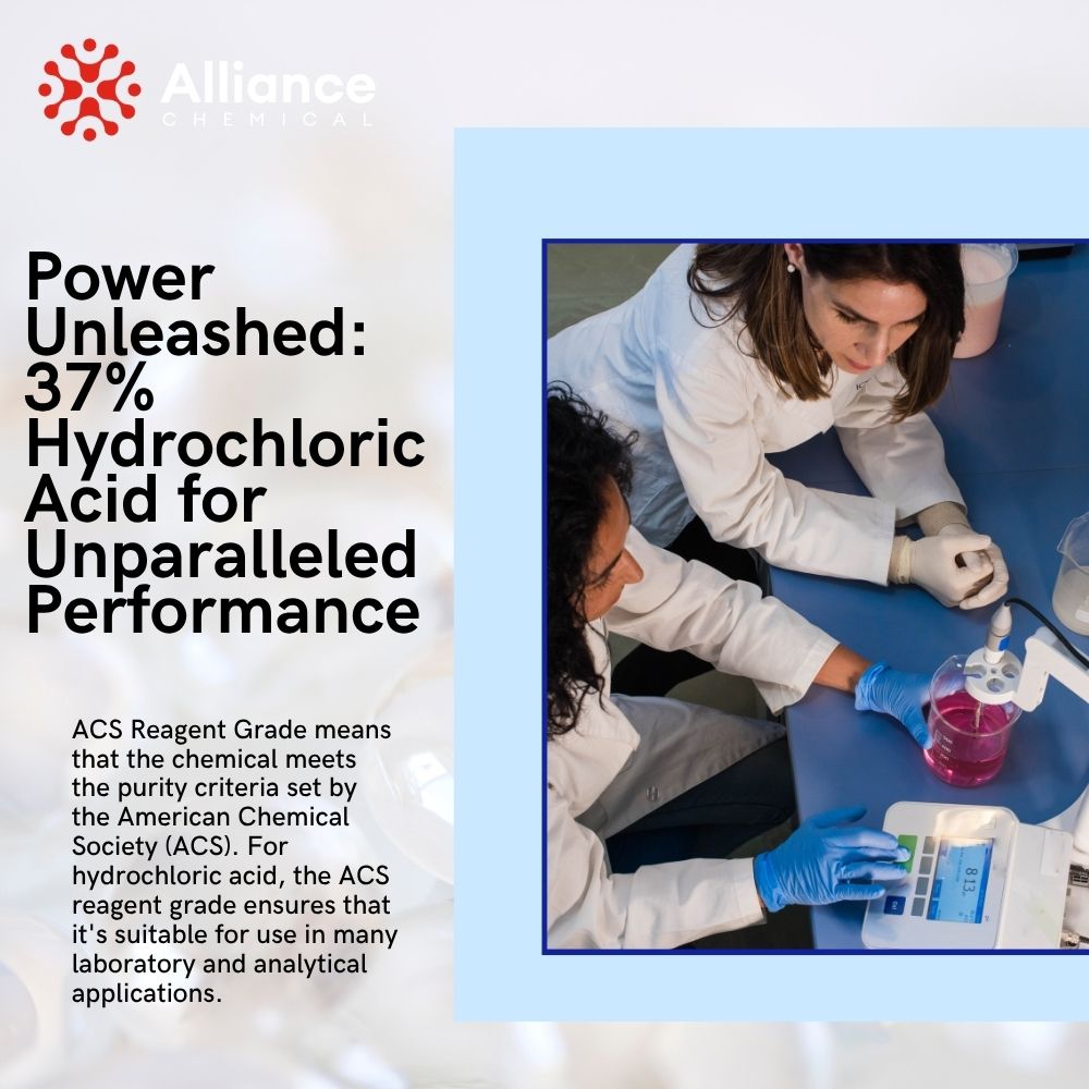 Alliance Chemical hydrochloric acid 37% in clear container suitable for laboratory use