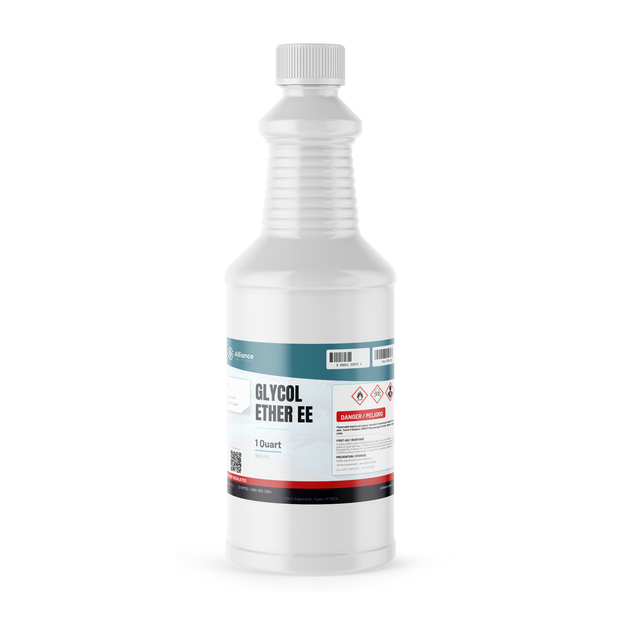 Glycol Ether EE Technical Grade in a 1-quart plastic bottle for coatings and industrial cleaning, Alliance Chemical