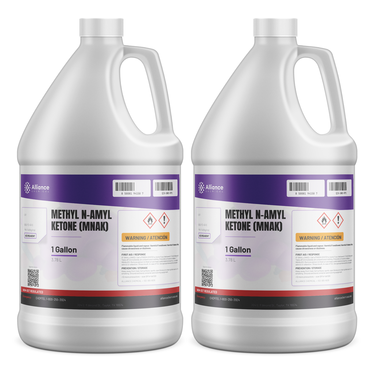 Methyl n-Amyl Ketone ACS Reagent Grade in two 1-gallon plastic jugs, Alliance Chemical
