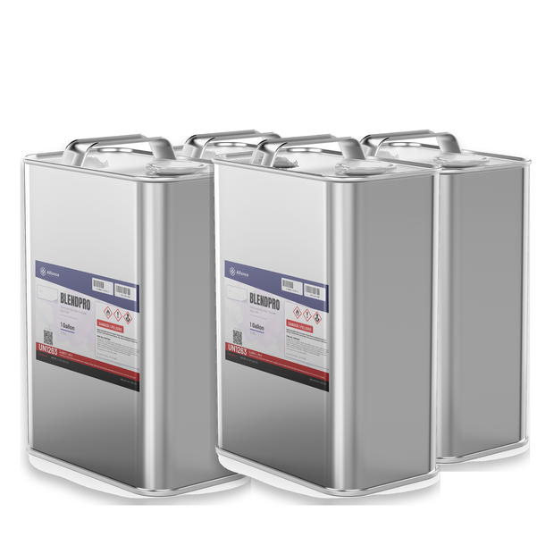 Blendpro Technical Grade Paint Thinner in four 1-gallon metal cans from Alliance Chemical for paint thinning and equipment cleanup
