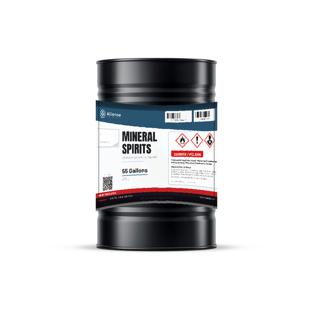 Technical grade Mineral Spirits in a 55-gallon drum for paint thinning and parts degreasing, Alliance Chemical