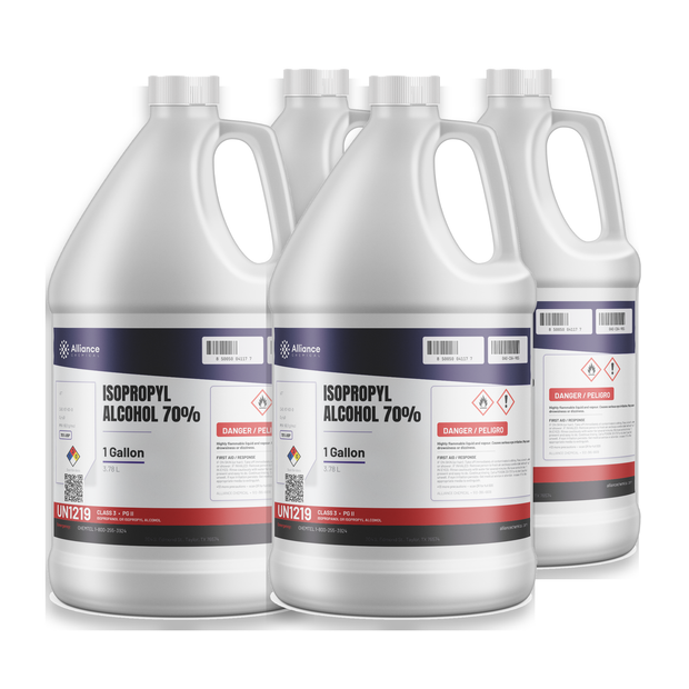 Isopropyl Alcohol 70% USP Grade four 1-gallon jugs Alliance Chemical for industrial cleaning and surface prep