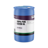 100% pure technical grade castor oil in a blue 55-gallon plastic drum from Alliance Chemical