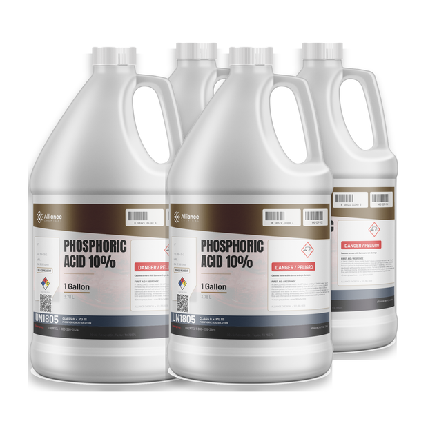 Phosphoric Acid 10% ACS Grade in a case of four 1-gallon plastic jugs, Alliance Chemical