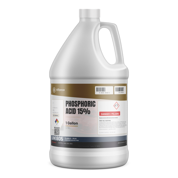 Phosphoric Acid 15% Technical Grade 1-gallon plastic jug, Alliance Chemical for metal finishing and water treatment