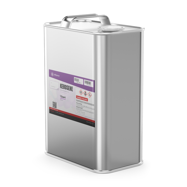 K1 technical grade kerosene in a 1-quart rectangular metal can, Alliance Chemical for space heaters and machinery degreasing