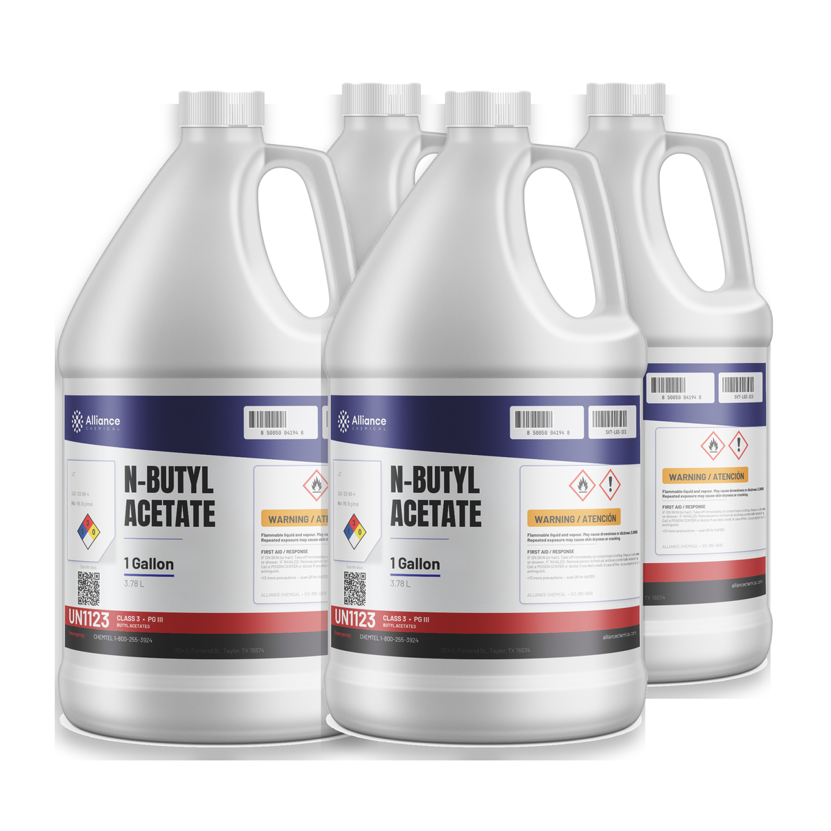 N-Butyl Acetate Technical Grade four 1-gallon plastic jugs Alliance Chemical for coatings and adhesive formulation