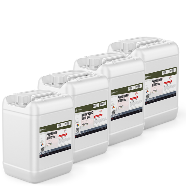 Phosphoric Acid 5% Technical Grade in four 5-gallon pails for metal finishing, Alliance Chemical