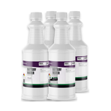 Technical Grade Deionized Battery Water in four 1-quart white plastic bottles, Alliance Chemical