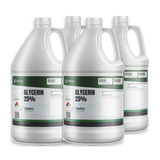 Glycerin 25% Food Grade in four 1-gallon translucent plastic jugs, Alliance Chemical