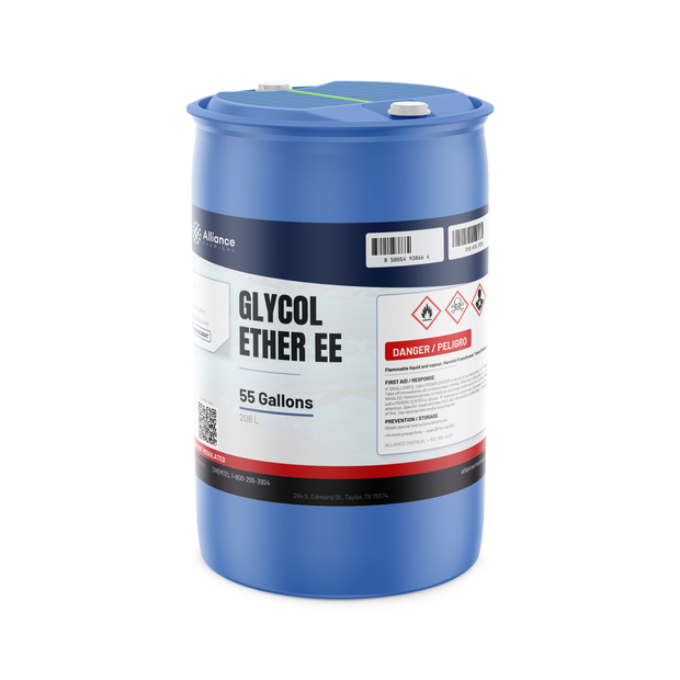 Glycol Ether EE ACS Reagent Grade 55-gallon blue drum, Alliance Chemical for industrial coatings and surface degreasing