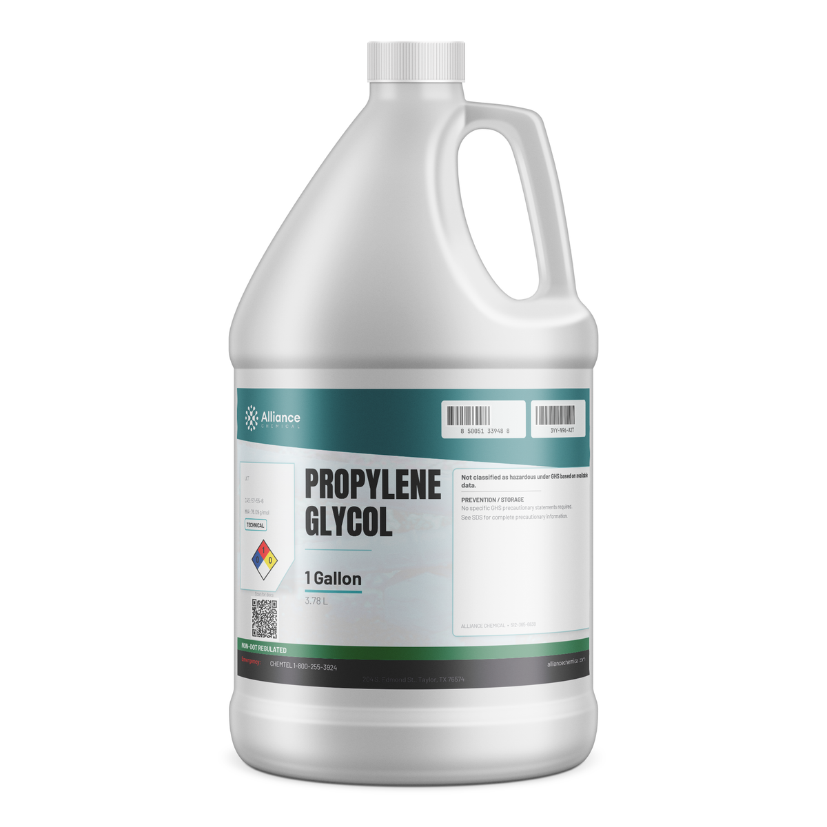Propylene Glycol Technical Grade in a 1-gallon plastic jug from Alliance Chemical for heat-transfer fluids