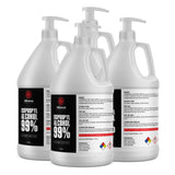1-gallon pump bottles of 99% Isopropyl Alcohol, Alliance Chemical, with NFPA diamond and flammable liquid warnings