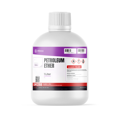 Petroleum Ether Technical Grade in a 1-liter plastic bottle from Alliance Chemical for parts degreasing