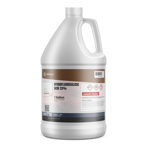 Hydrofluorosilicic Acid 23% ACS Reagent Grade in a 1-gallon plastic jug, Alliance Chemical