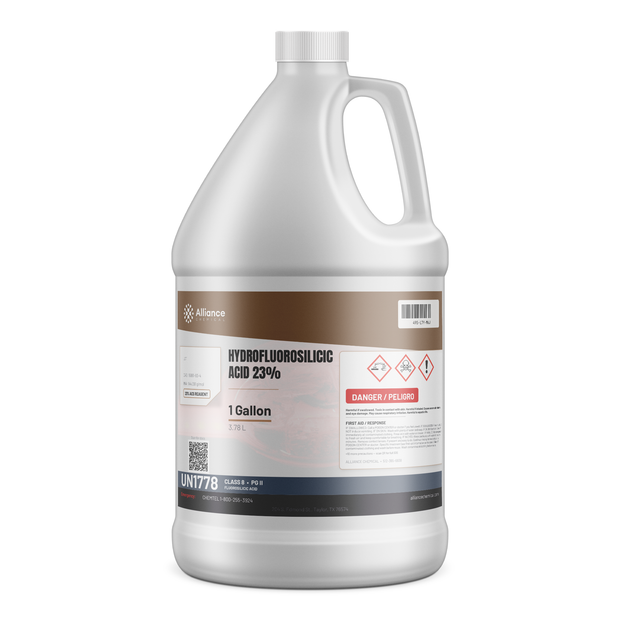Hydrofluorosilicic Acid 23% ACS Reagent Grade in a 1-gallon plastic jug, Alliance Chemical