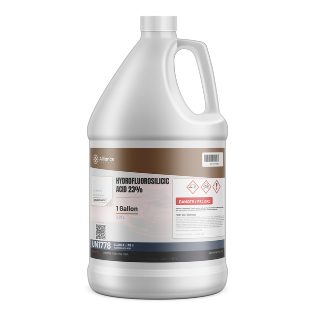 Hydrofluorosilicic Acid 23% ACS Reagent Grade in a 1-gallon plastic jug, Alliance Chemical