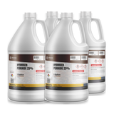 Hydrogen Peroxide 25% ACS Grade in four 1-gallon jugs from Alliance Chemical for chemical synthesis and textile bleaching