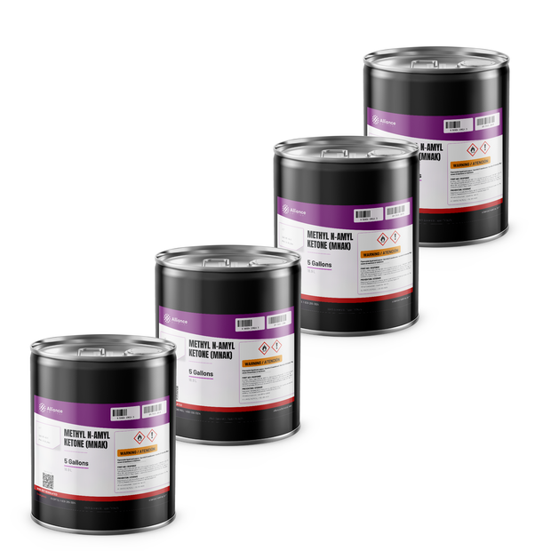 Technical grade Methyl n-Amyl Ketone in four 5-gallon metal pails by Alliance Chemical