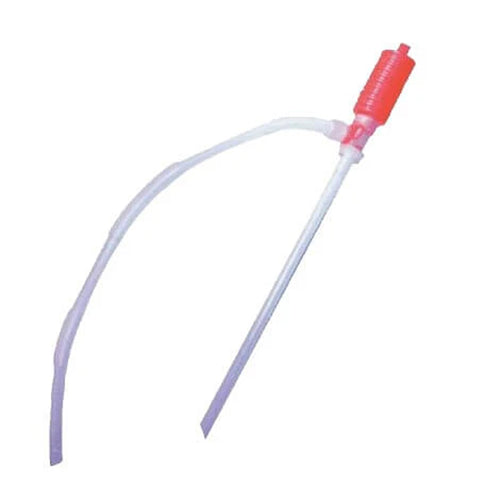 Alliance Chemical Siphon Drum Pump with red pump handle and clear plastic tubing for 5-gallon and 55-gallon containers