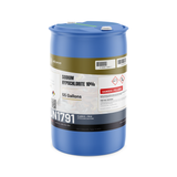 Sodium hypochlorite 10% technical grade in a 55-gallon blue plastic drum for water treatment, Alliance Chemical