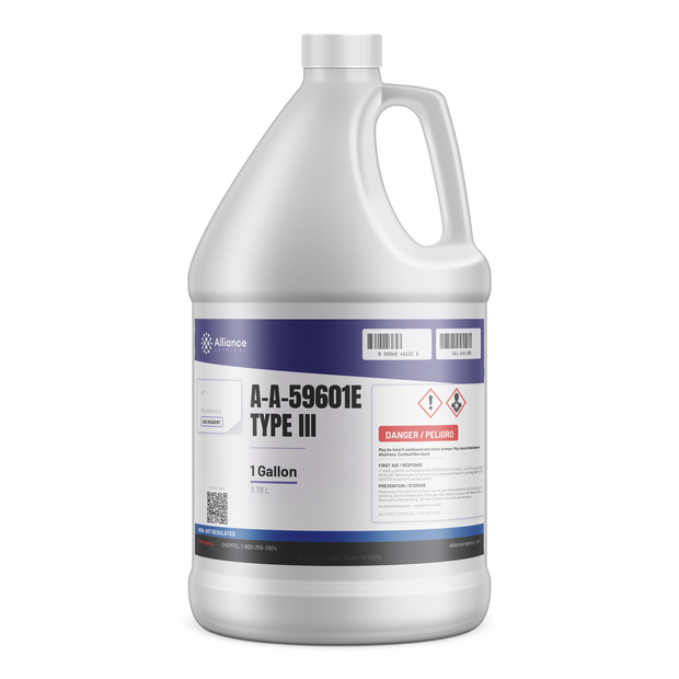A-A-59601E Type III ACS Reagent Grade in a 1-gallon plastic jug, Alliance Chemical