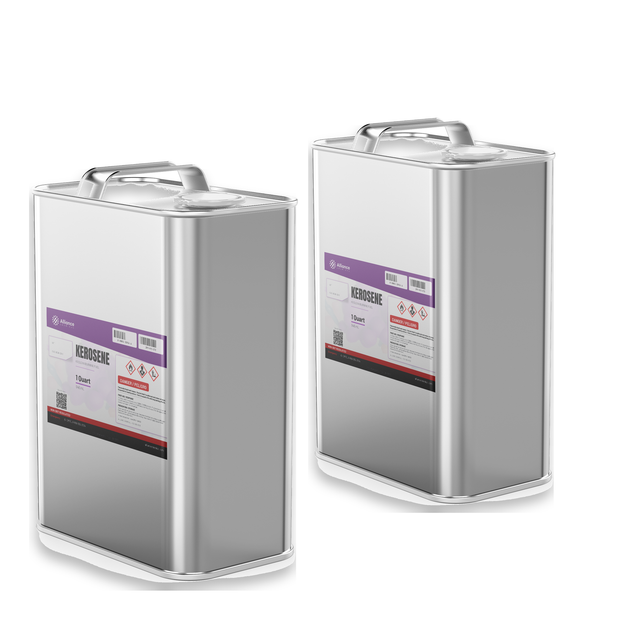 K-1 Kerosene Technical Grade in two 1-quart metal cans for space heaters and parts degreasing by Alliance Chemical