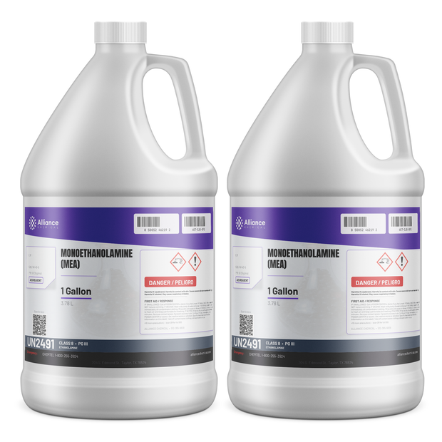Monoethanolamine ACS Reagent Grade in two 1-gallon jugs for gas scrubbing, Alliance Chemical