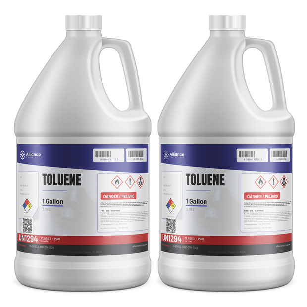 Toluene 99.5% Technical Grade two 1-gallon jugs, Alliance Chemical for industrial paint thinners and lacquers