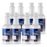 Seven 1-quart plastic bottles of Alliance Chemical 60/40 Methanol/ DI Water Solution with white screw caps and product labels