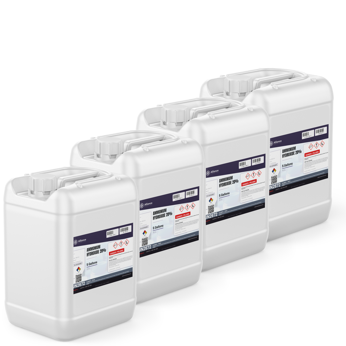 Ammonium Hydroxide 20% ACS Reagent Grade in four 5-gallon pails, Alliance Chemical