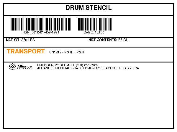 Methyl n-propyl ketone 55-gallon drum stencil packaging specification, Alliance Chemical
