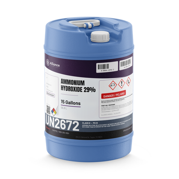 Ammonium Hydroxide 29% ACS Reagent Grade 15-gallon carboy, Alliance Chemical for chemical synthesis and laboratory analysis