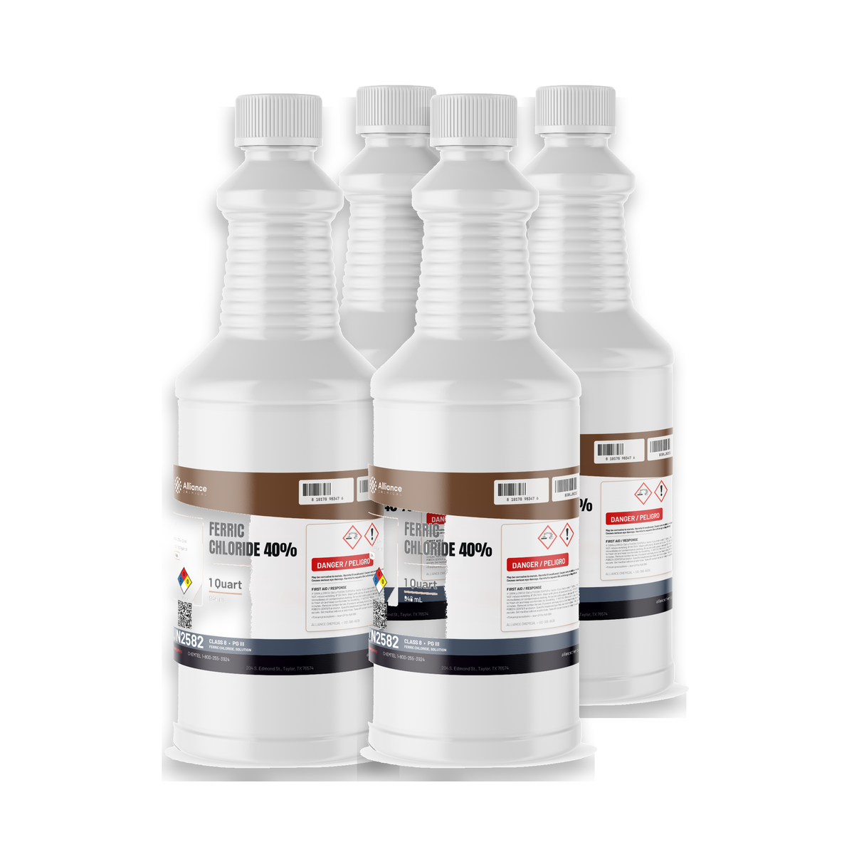 Ferric Chloride 40% Technical Grade four 1-quart bottles, Alliance Chemical for PCB etching and wastewater treatment