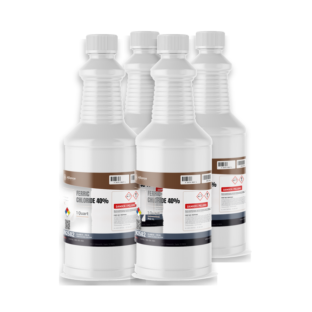 Ferric Chloride 40% Technical Grade four 1-quart bottles, Alliance Chemical for PCB etching and wastewater treatment