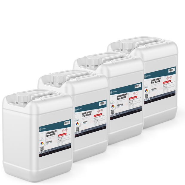 Sodium bisulfite 25% technical grade solution in four 5-gallon pails from Alliance Chemical