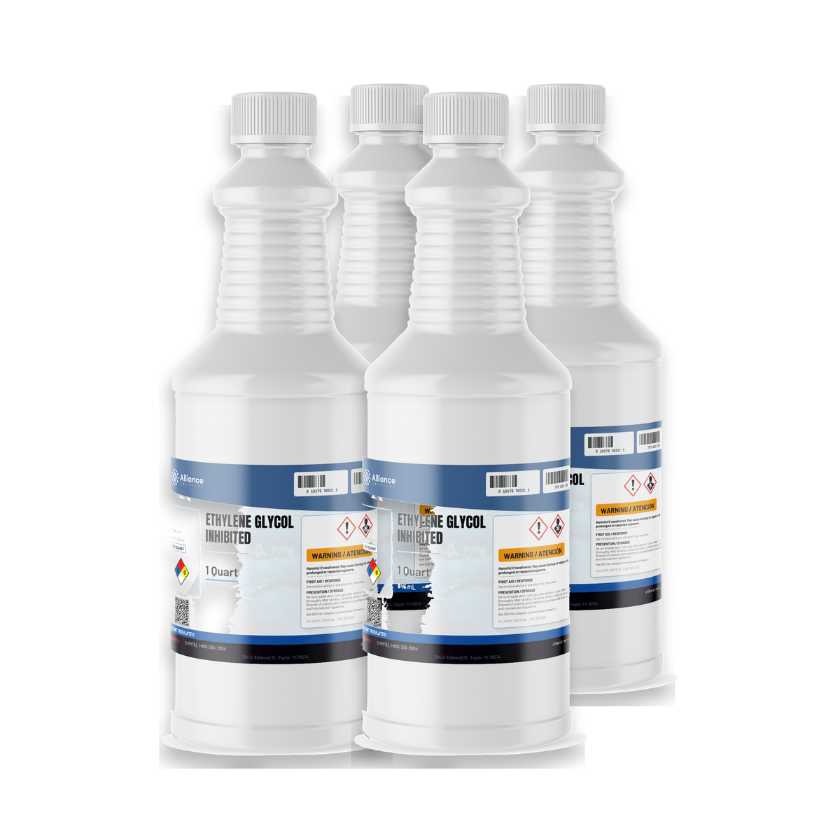 Ethylene Glycol Inhibited ACS Grade, case of four 1-quart plastic bottles, Alliance Chemical